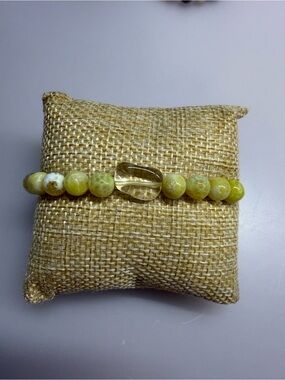 Yellow Serpentine Gemstone Stretch Bracelet